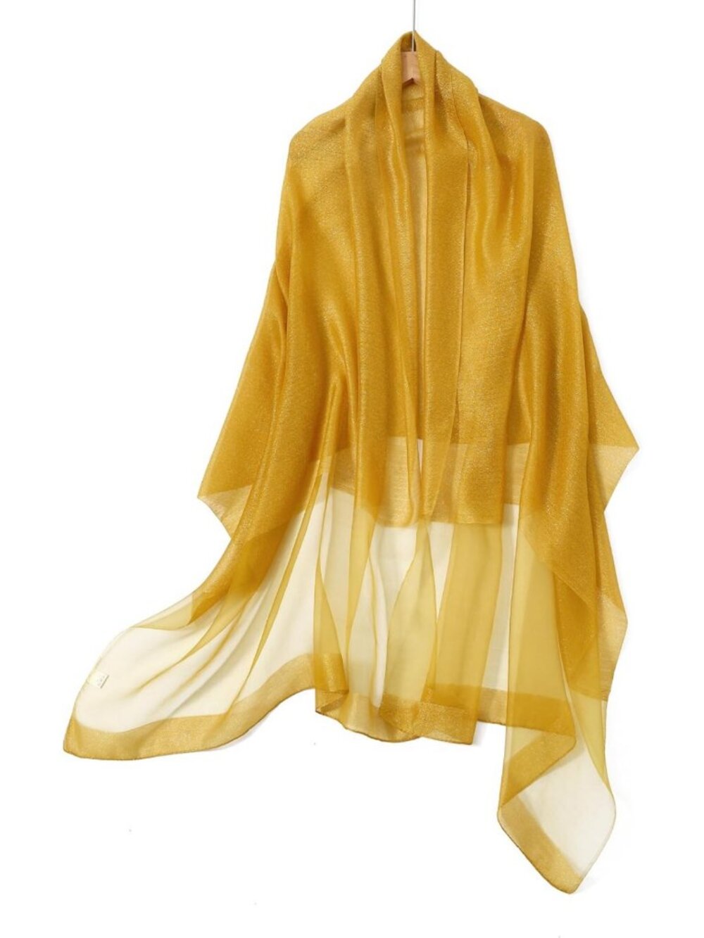Elegant Gold Trim Silk Scarf Shawl Wrap - Chic Evening Accessory, Gift Ready